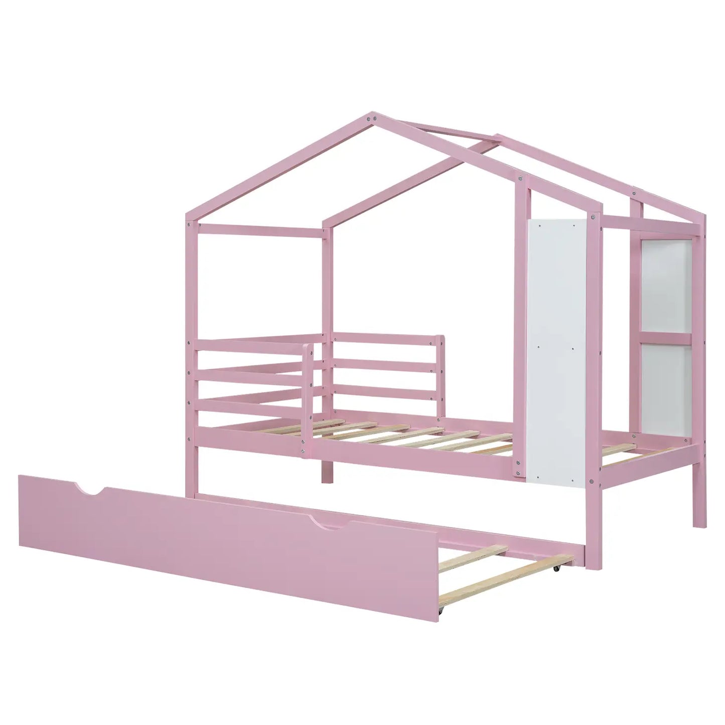 PlayHouse Bed with Fence and Writing Board, Pink