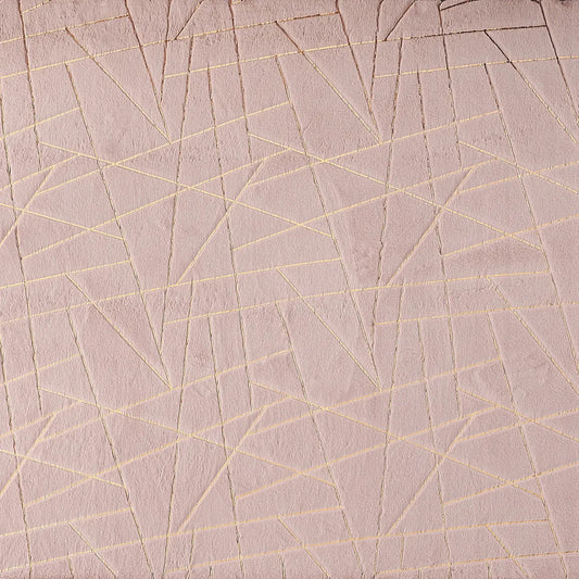 Lily Dust Pink Geometric Gold-Gilded Chinchilla Faux Fur Rug