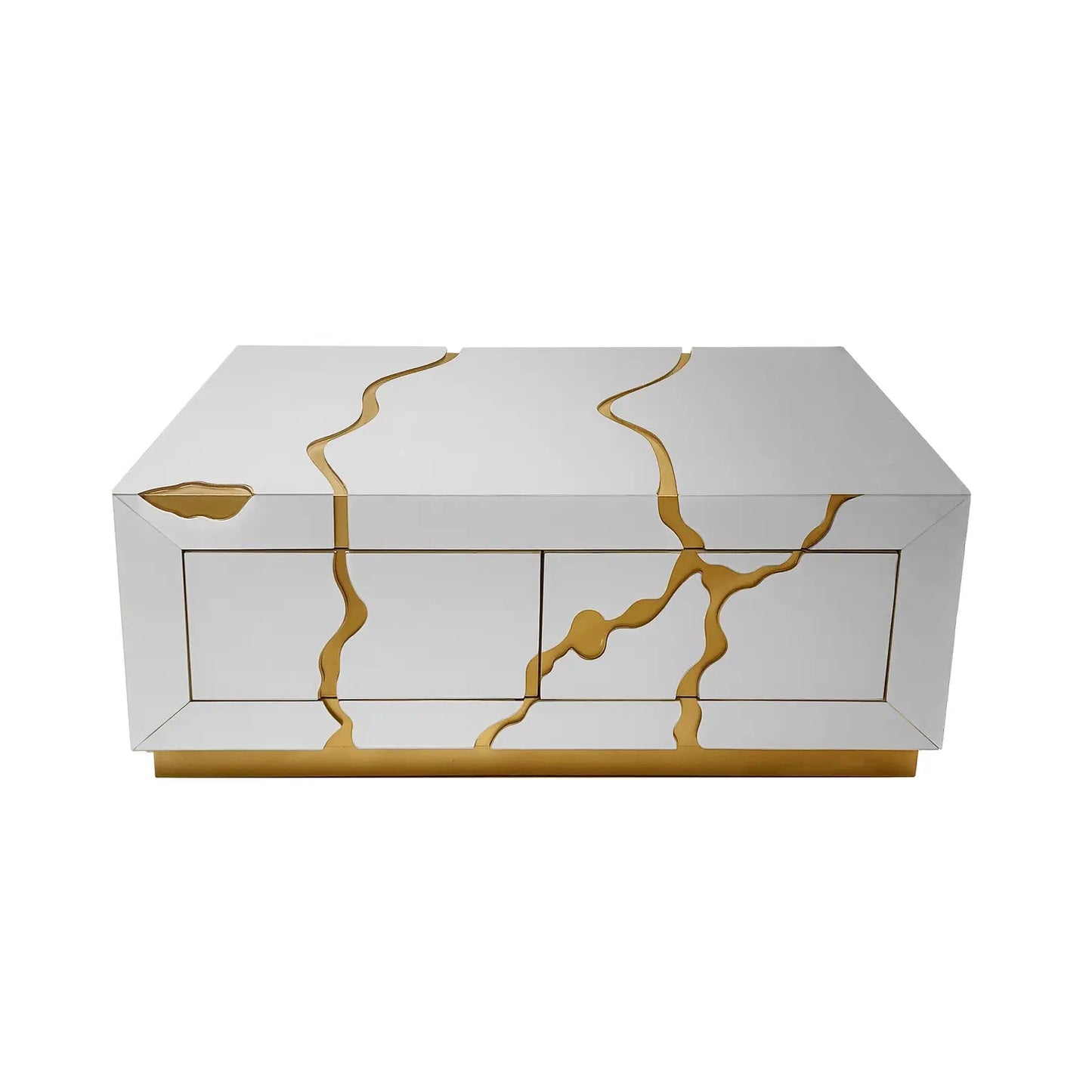 Coffee Table with Gold Accents and Two Drawers