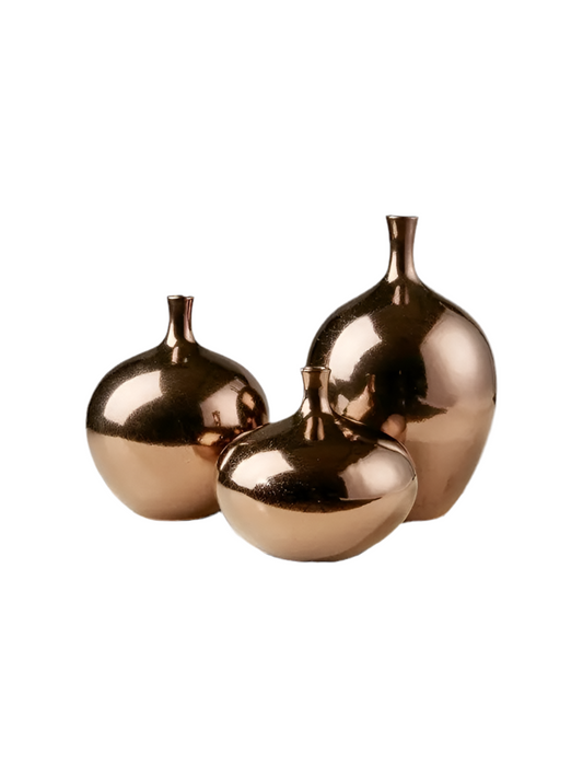 Metallic Glam Bronze Ceramic Vases