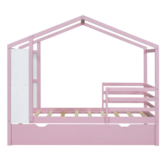 PlayHouse Bed with Fence and Writing Board, Pink