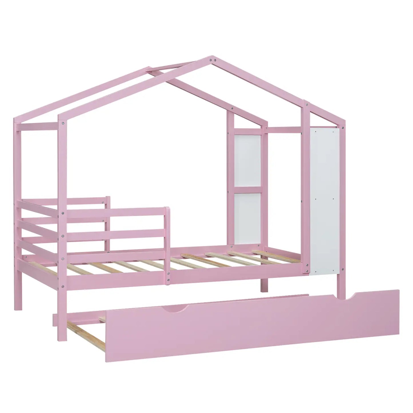 PlayHouse Bed with Fence and Writing Board, Pink