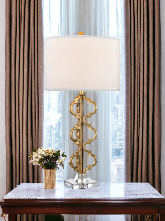 32'' Gold Leaf Quatrefoil Table Lamp