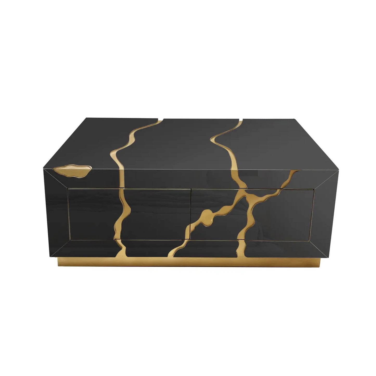 Coffee Table with Gold Accents and Two Drawers