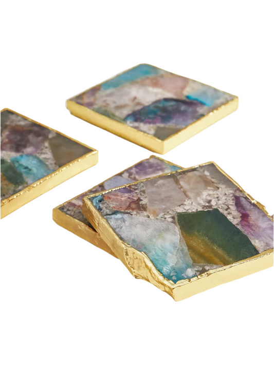 Agate Crystals Coasters, Set of 4