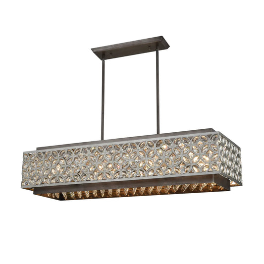 Glam Rosslyn 8-Lght Linear Chandelier W/Crystal Metalwork