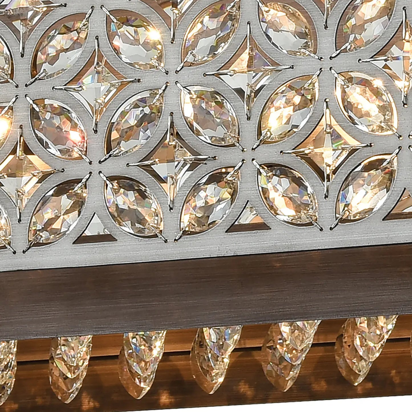 Glam Rosslyn 8-Lght Linear Chandelier W/Crystal Metalwork