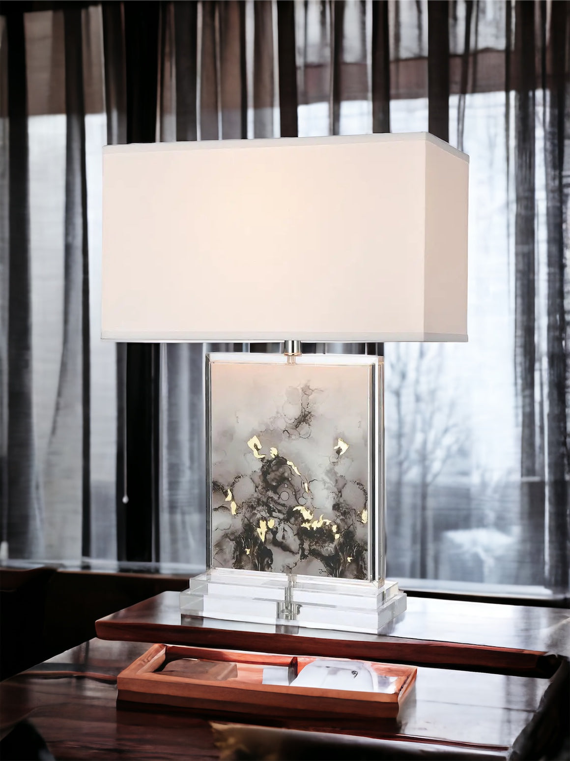 Anton 28" Tall 3-Way 1-Light Acrylic Table Lamp