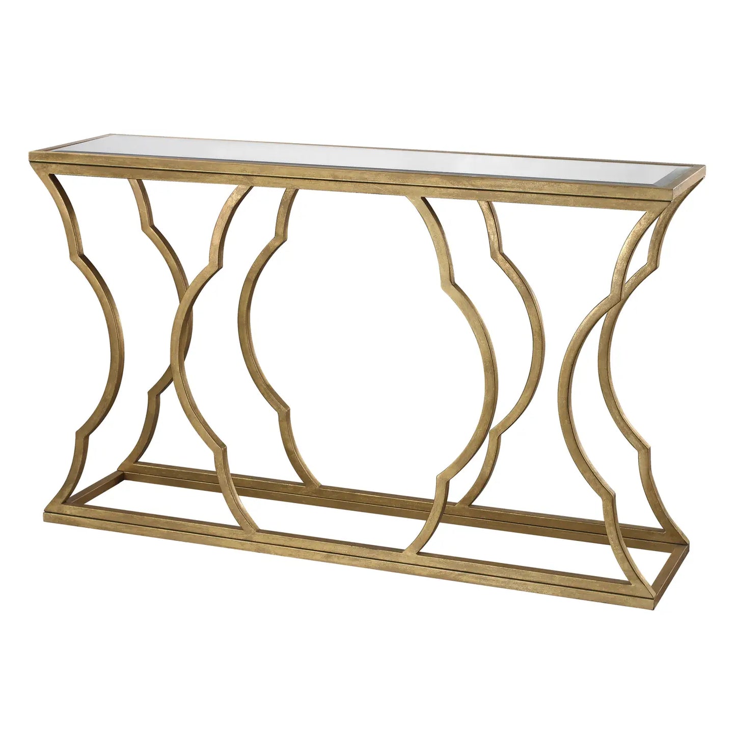 Gold Metal Mirror Top Table