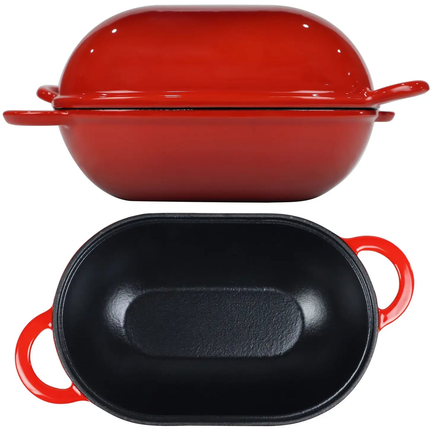 Candy Apple Red Enameled Cast Iron Bread Pan with Lid