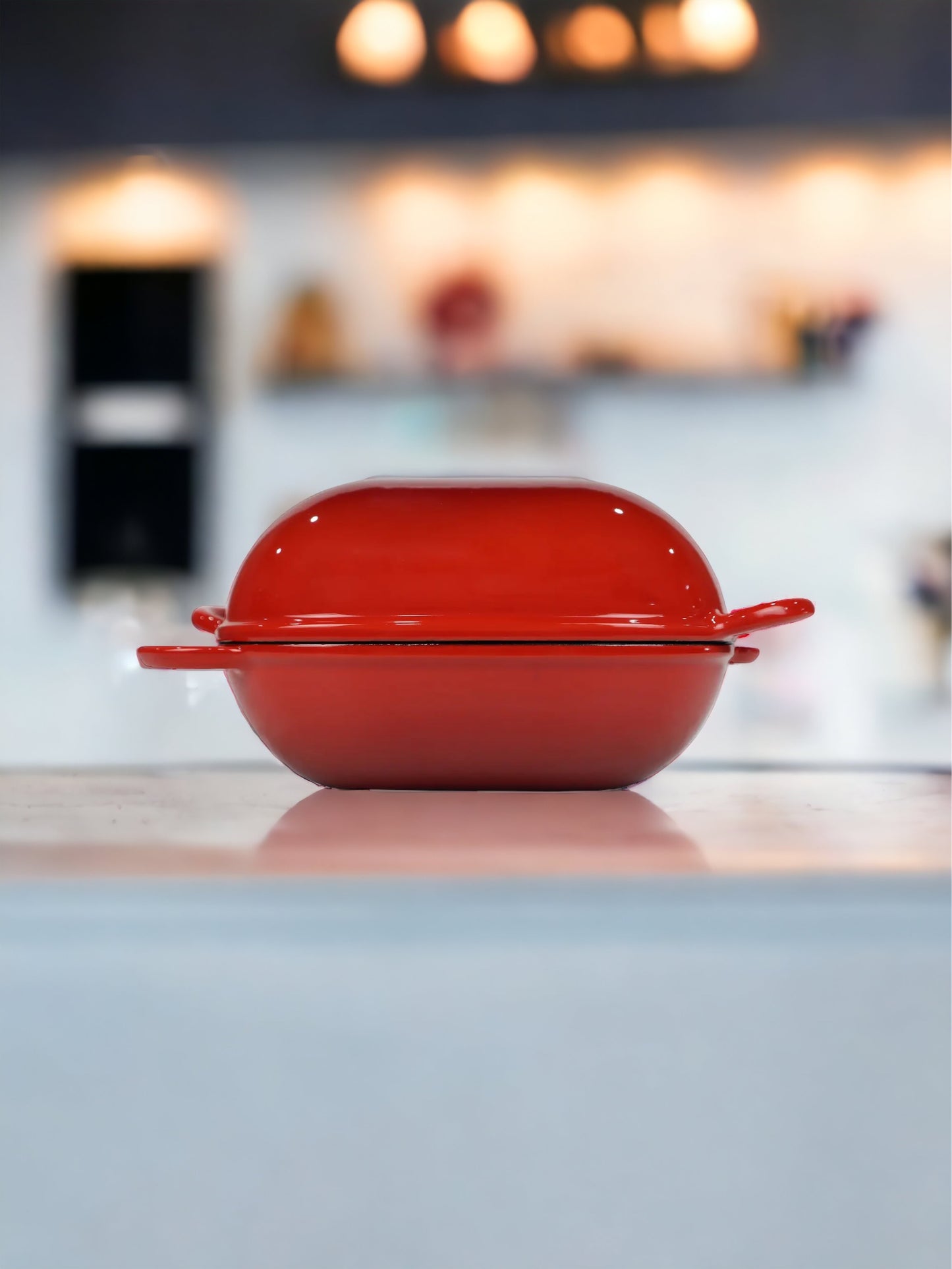 Candy Apple Red Enameled Cast Iron Bread Pan with Lid