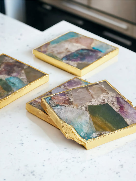 Agate Crystals Coasters, Set of 4