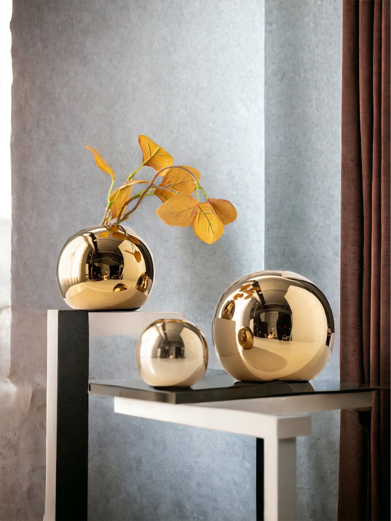 Gold Globe Vase Set of 3