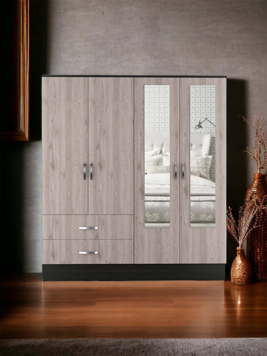 The Stella Mirrored Armoire- Two Cabinets with Divisions