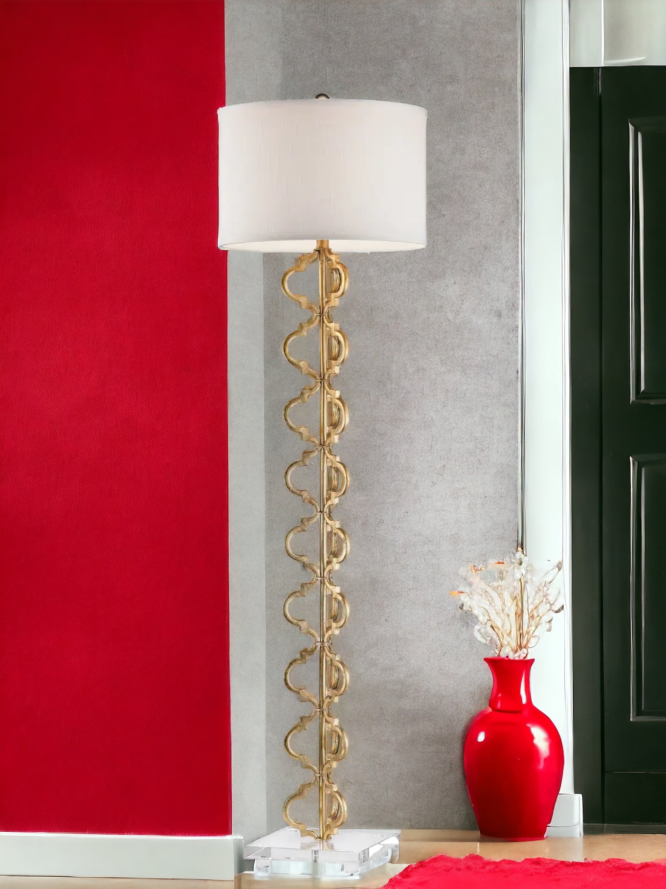 62'' Gold Leaf Quatrefoil Floor Lamp