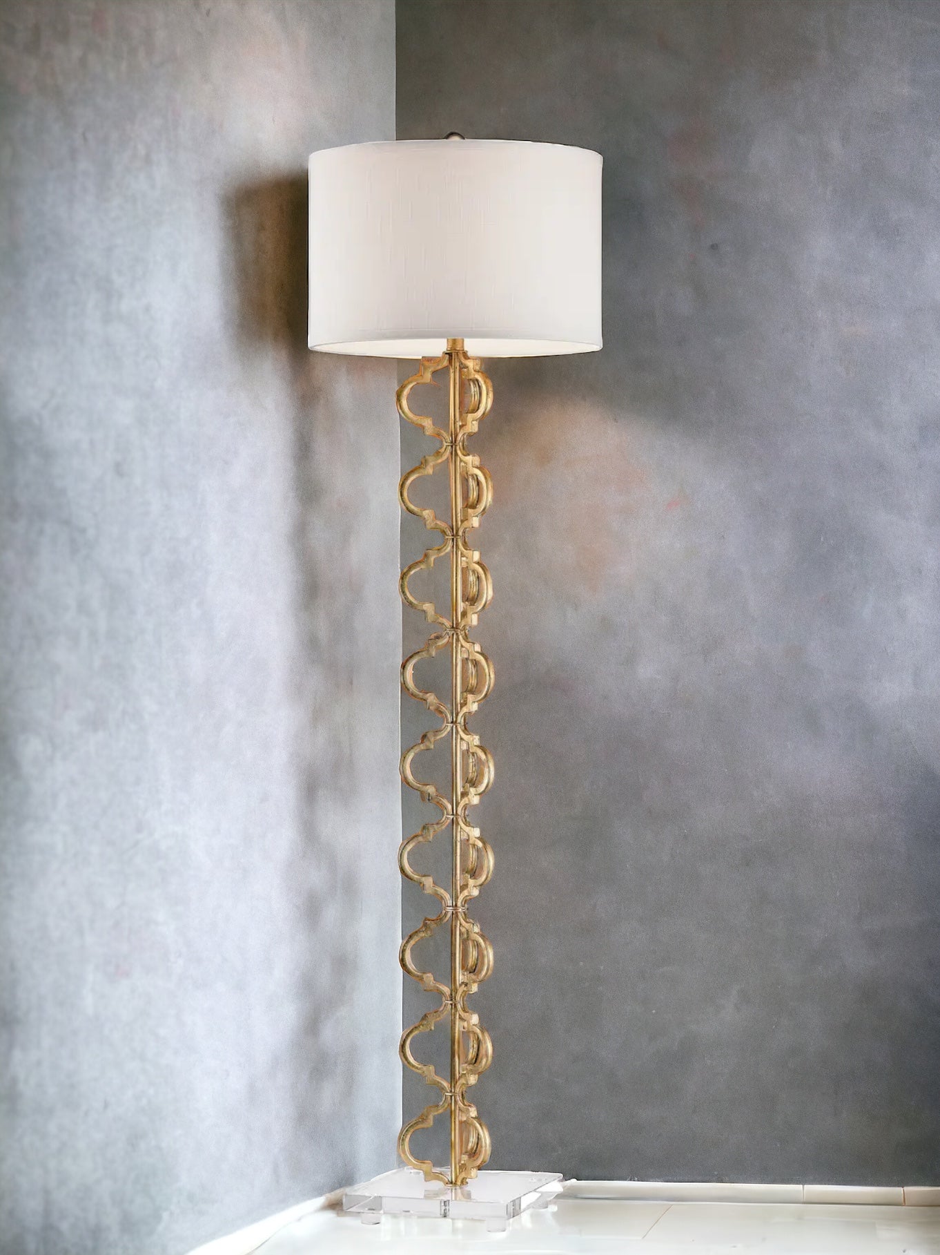 62'' Gold Leaf Quatrefoil Floor Lamp